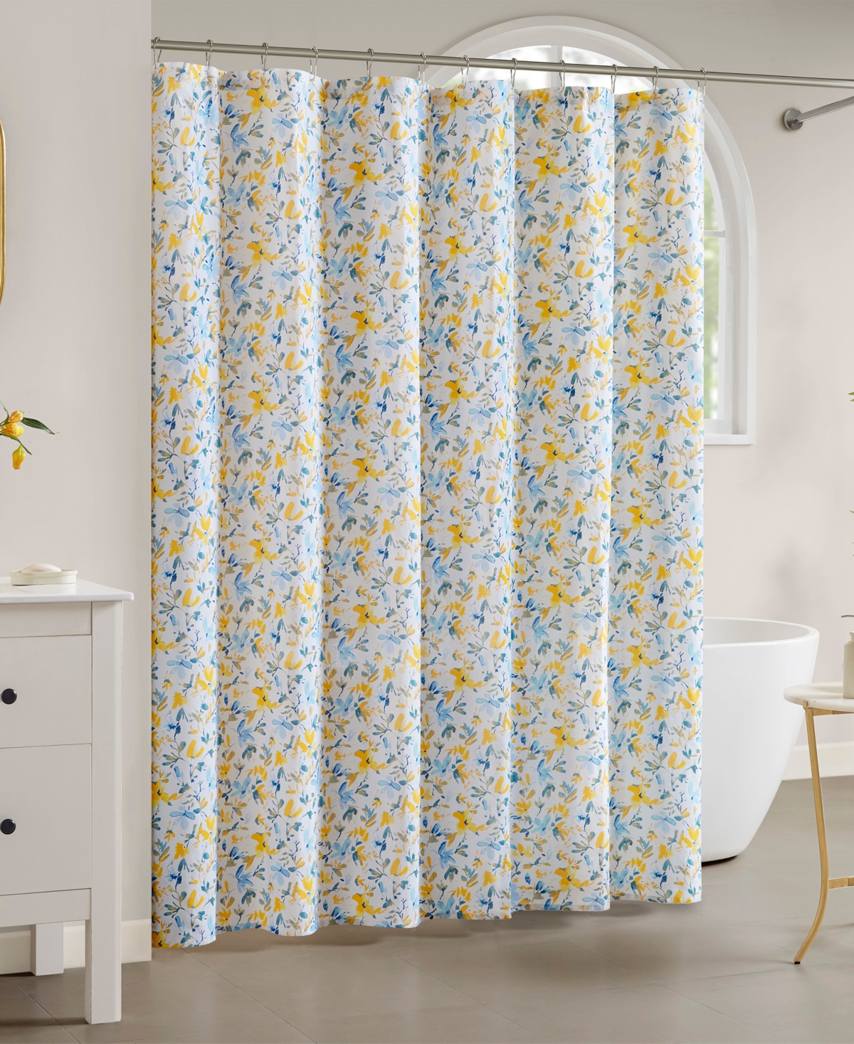 Laura Ashley Nora Shower Curtain, 72" X 84" In Yellow