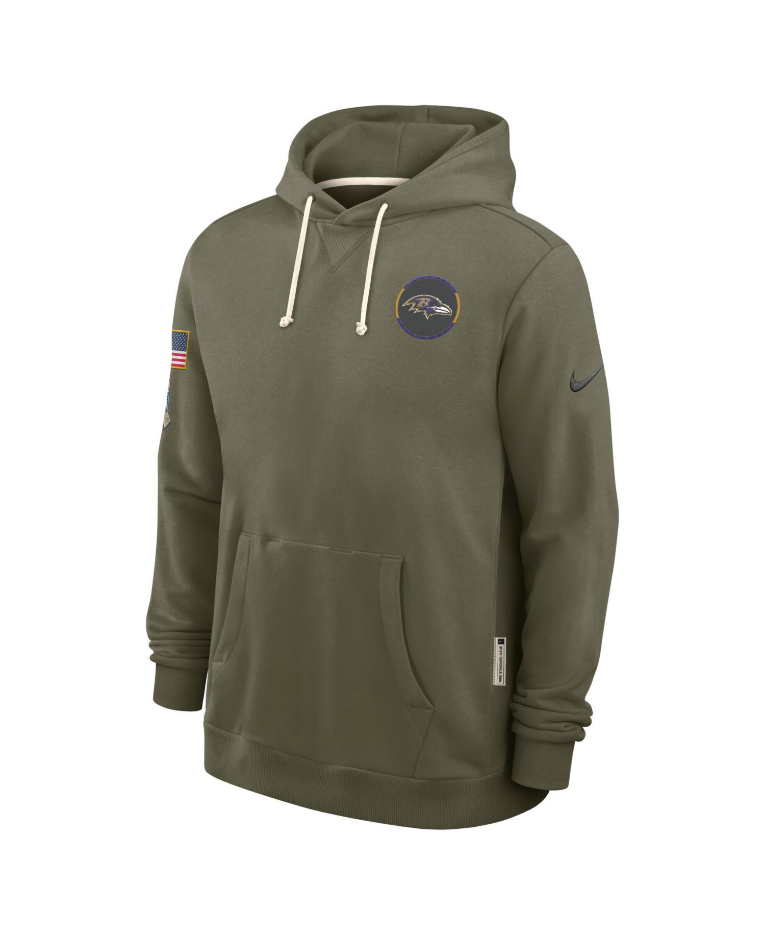 Men's Olive Baltimore Ravens 2025 Salute to Service Dominant Force Pullover Hoodie