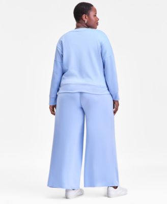 Plus Size V-Neck Long-Sleeve Top & Wide Leg Pants, Macy's Exclusive 