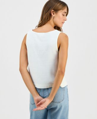 Juniors' Square-Neck Linen Tank Top