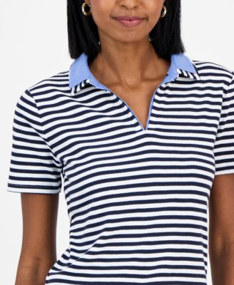 Nautica Women's Cotton Double-Collar Polo T-Shirt