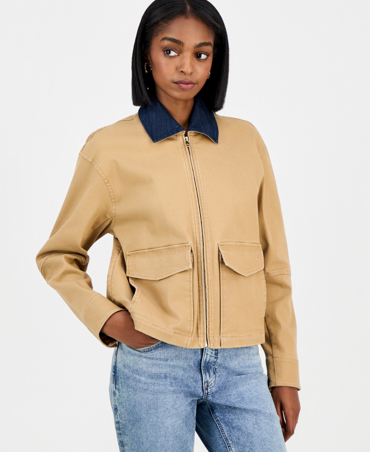 Nautica Jeans Women's Spread-Collar Zip-Front Jacket
