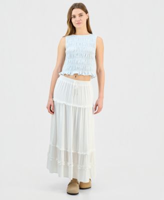 Juniors' Smocked Peplum Hem Top