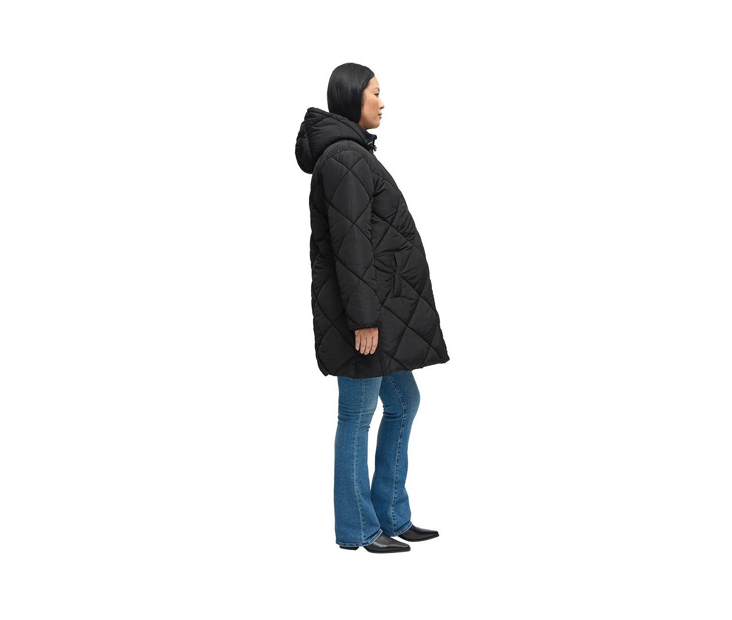 Женские куртки Maternity Ingrid + Isabel Longline Puffer Jacket with Removable Babywearing Cocoon Insert, цвет: Чёрный — фото 2
