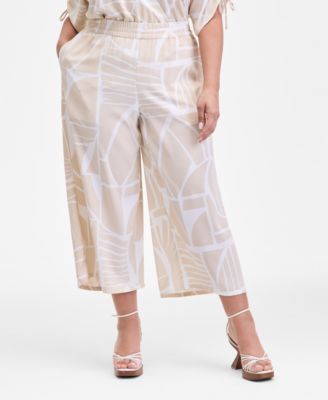 Plus Size Printed Pull-On Crop Pants, Macy's Exclusive