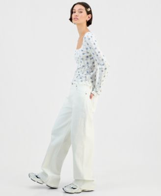 Juniors' High-Rise Wide-Leg Jeans 