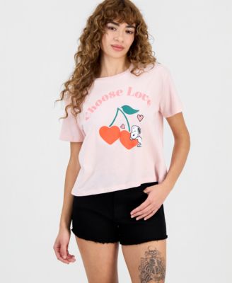 Grayson Threads, The Label - Juniors' Snoopy Cherry Crewneck Tee