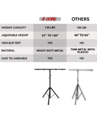 DJ Light Stand Height Adjustable 39-100" Heavy Duty Tripod Stage Lights Stands w Light T Bar - LS 100