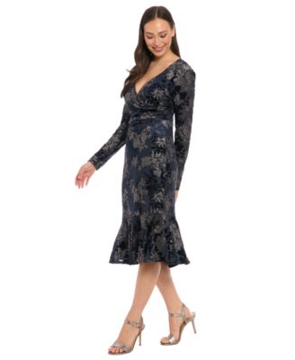 Petite Surplice Burnout Midi Dress