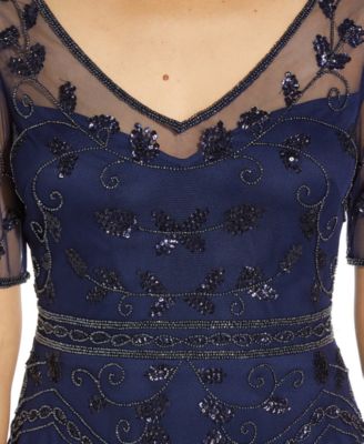 Women's Beaded V-Neck Midi Dress