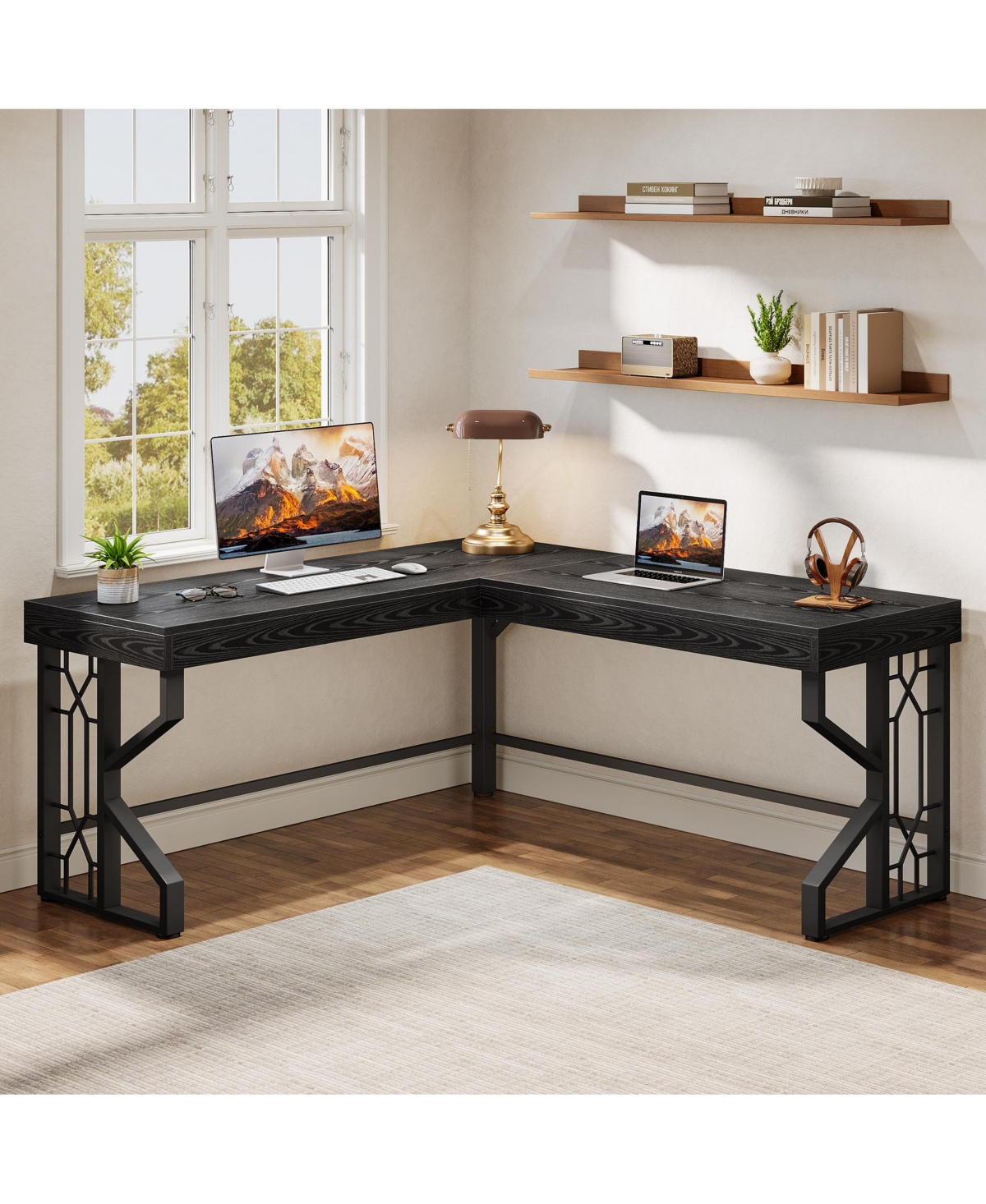 Tribesigns Modern L Shaped Gaming Desk, Corner Desk Gaming Table, Computer Desk Sturdy Writing Workstation