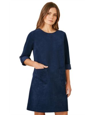 Women's Cord Tunic Dress With Pockets