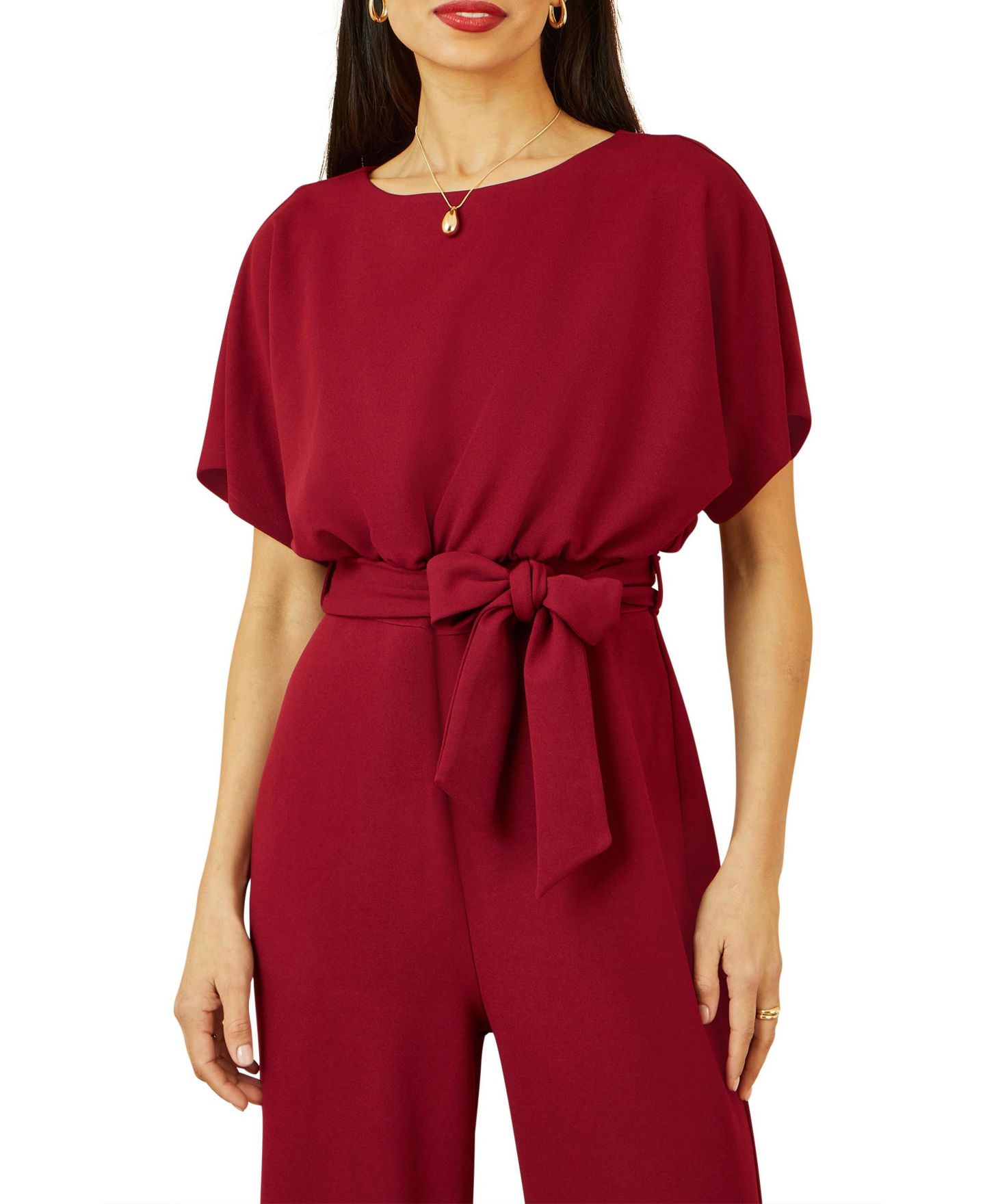 Женский комбинезон Yumi Batwing Stretch Jumpsuit, цвет: Бордовый — фото 6