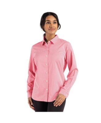 Women's Cutter and Buck Skyline Epic Confidence Recycled Gingham Long Sleeve Dress Shirt