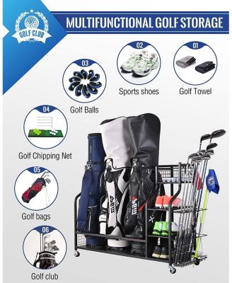 Golf Storage Garage Organizer, Golf Bag Storage Stand and Other Golfing Equipment Rack, Extra Storage Rack for Golf Clubs
