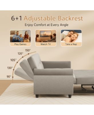 2-Seater Velvet Loveseat Sleeper Sofa Bed, Pull-Out Convertible Couch with Scroll Arms & Adjustable Backrest for Small Spaces