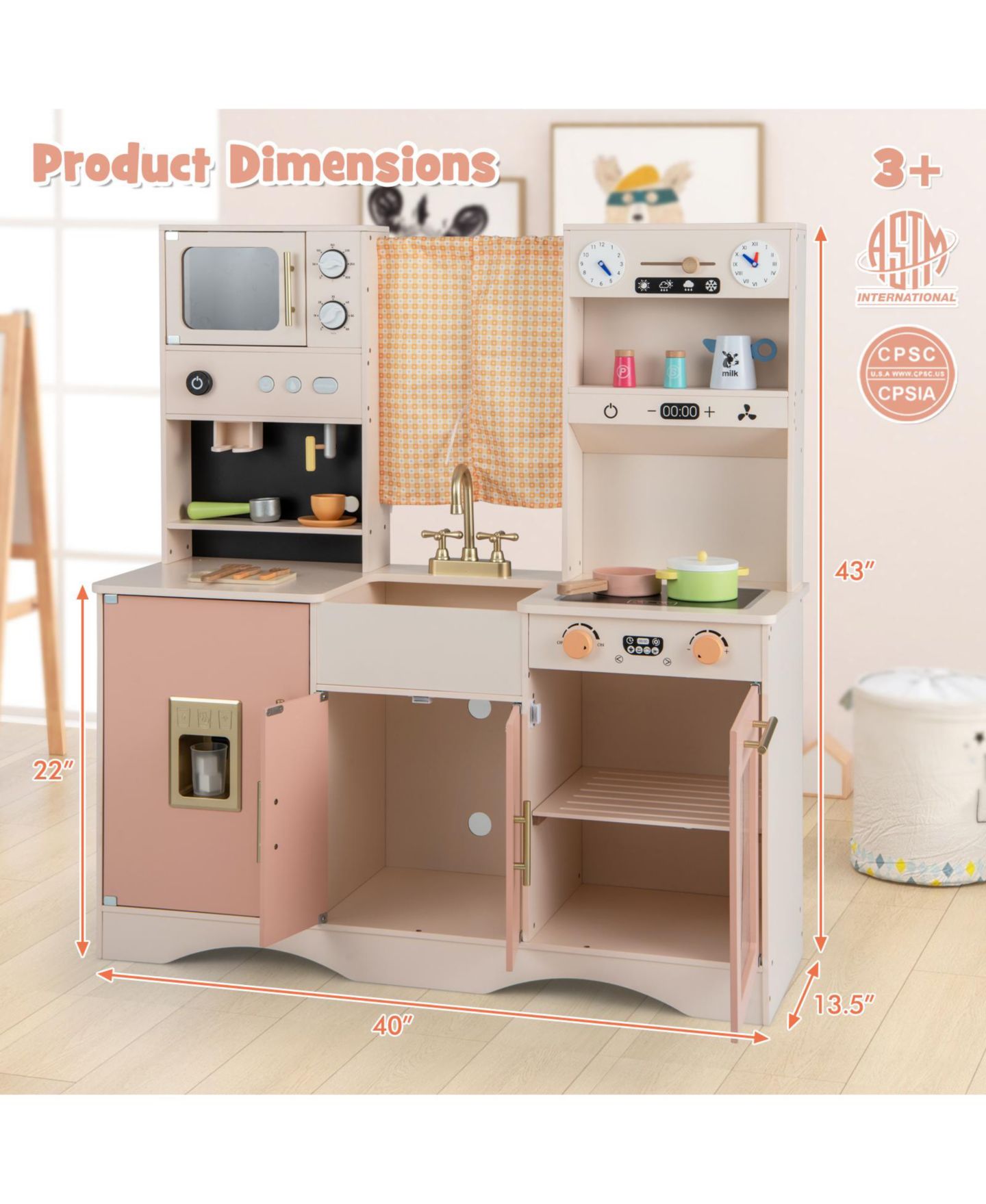 Детская игрушка HONGGE Cooking Microwave and Beverage Station Play Kitchen, Ages 3+, цвет: Розовый — фото 3