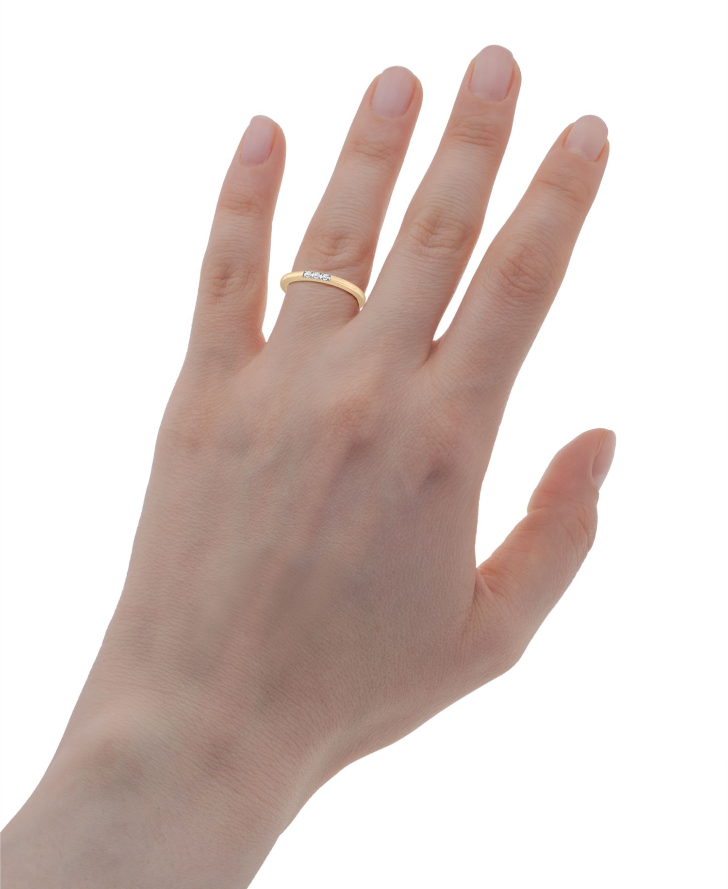 Diamond 3-Stone Ring (1/20 ct. t.w.) in 10K Yellow Gold