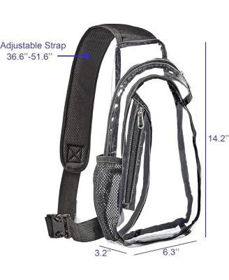 Clear Sling Bag, Stadium Approved PVC Crossbody Backpack, Clear Casual Chest Daypack for Hiking, Stadium or Concerts