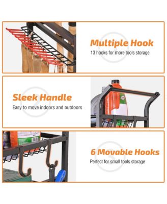Rolling Garden Tool Organizer – Rake/Shovel Rack for Garage & Shed