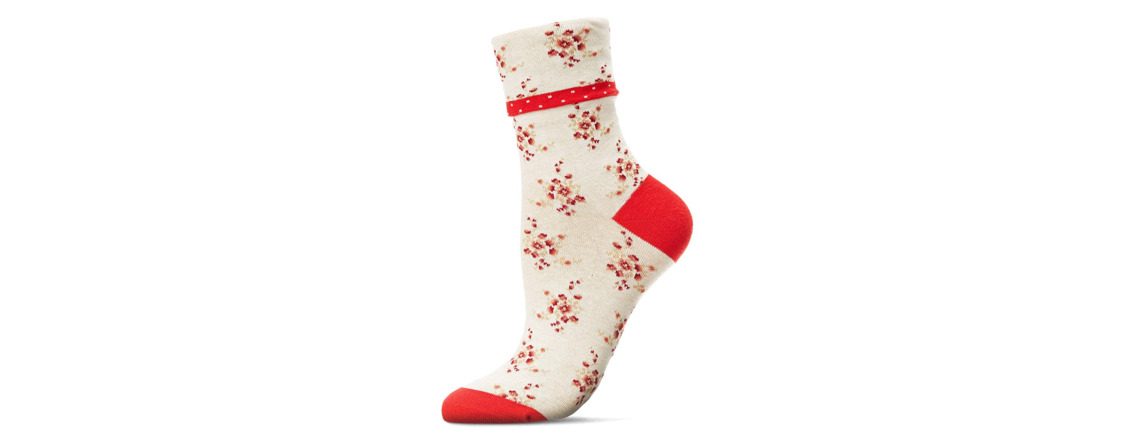 MeMoi Women's Vintage Floral Cotton Blend Ankle Socks