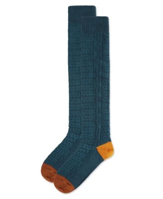 Women's Brick Twist Crosshatch Knit Knee High Sock
