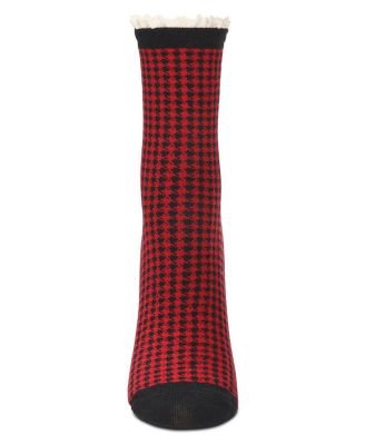 Women's Houndstooth Lace Cuff Crew Socks