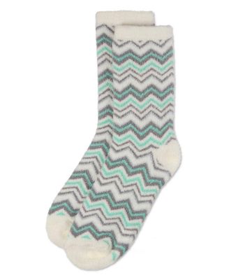 Women's Zig Zag Stripes Aloe Infused Crew Socks