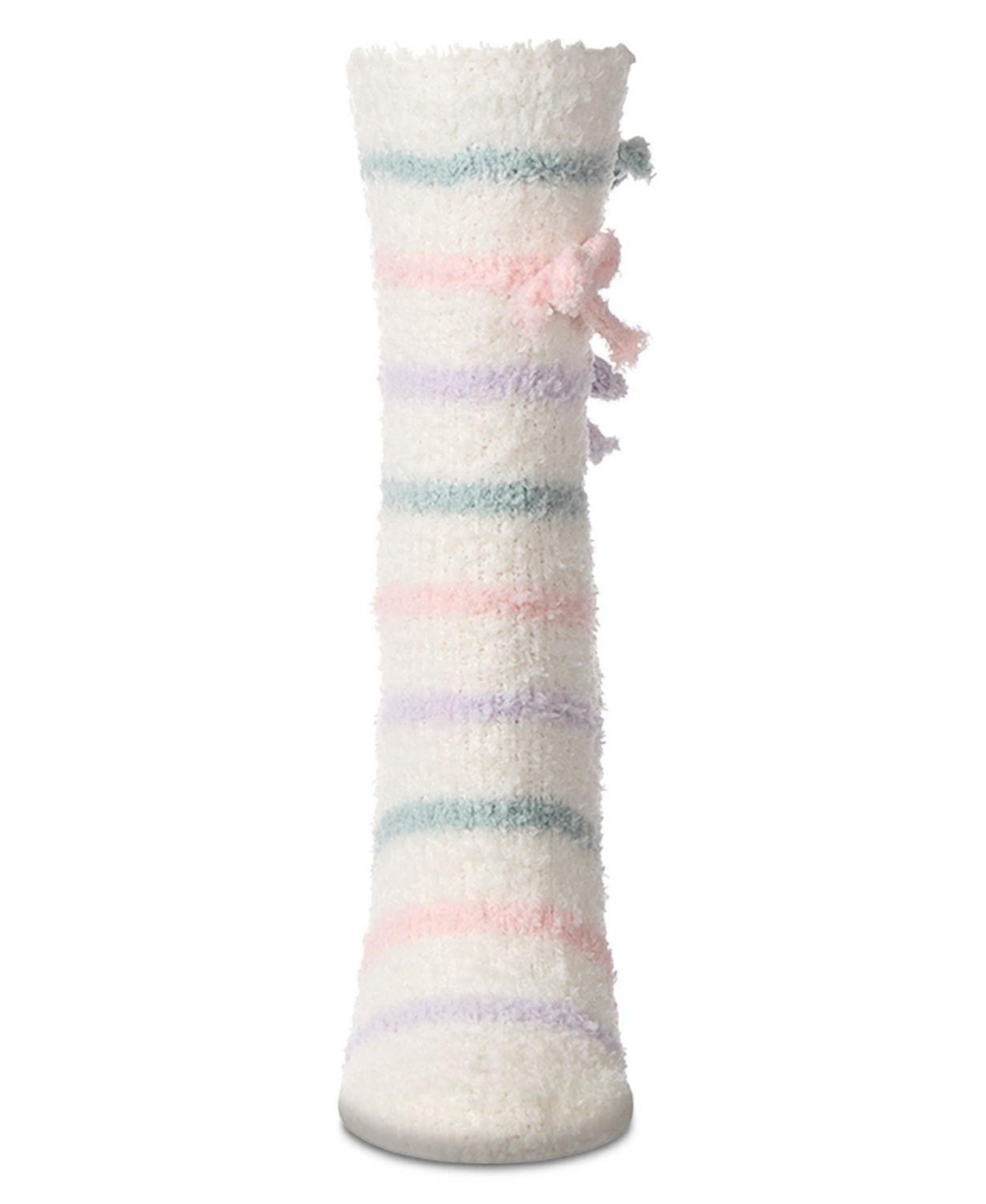 MeMoi Women's Triple Bow Extra-Plush Non-Skid Cozy Crew Sock