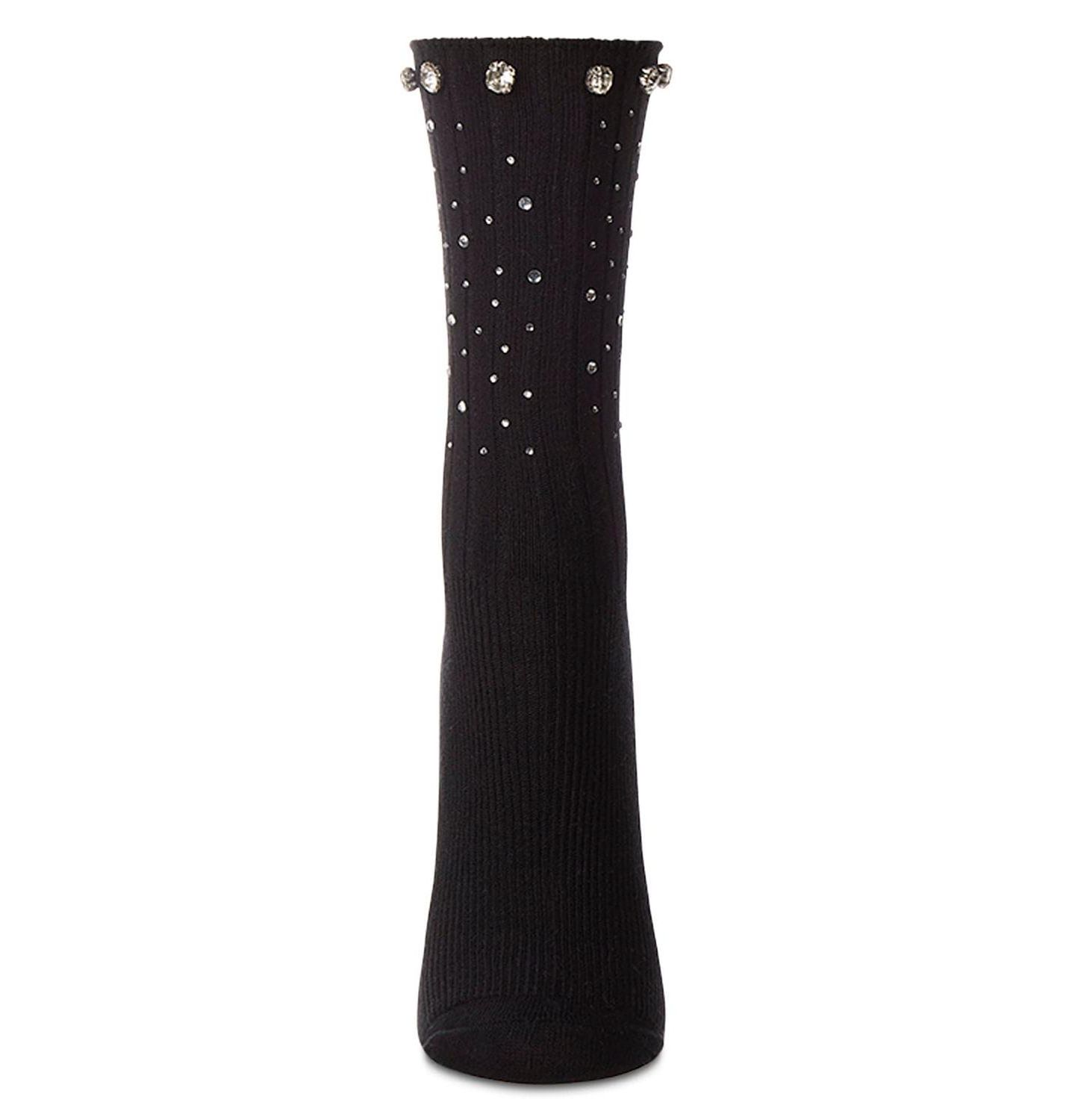Носки Studded, средней высоты, хлопок, в рубчик — MeMoi, цвет: Чёрный — фото 2