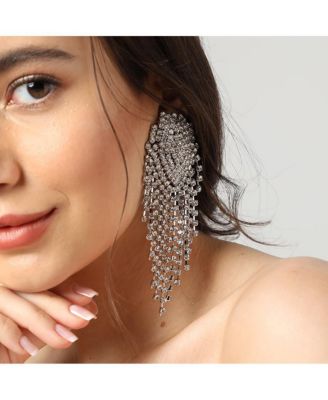 Women's Silver  Bling Cluster Drop Earrings