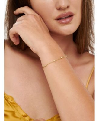 Freshwater Pearl Chain Bracelet in Gold Plated Sterling Silver, Adj 6.5/7.0/7.5 inch