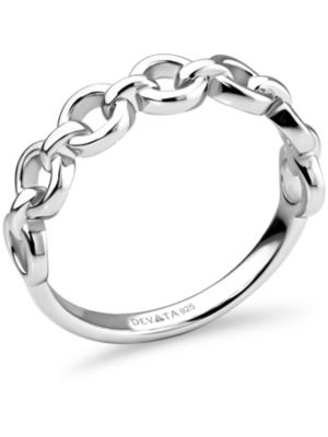 Cable Link Ring in Rhodium Plated Sterling Silver, Size 8