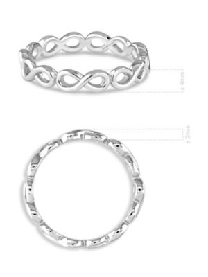 Infinity Eternity Ring in Rhodium Plated Sterling Silver, Size 7