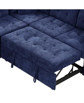82.6'' L-Shaped Pull Out Sleeper Sofa with USB Ports, Power Outlets & Wheels, Modular Sectional Sofa Bed for Living Room