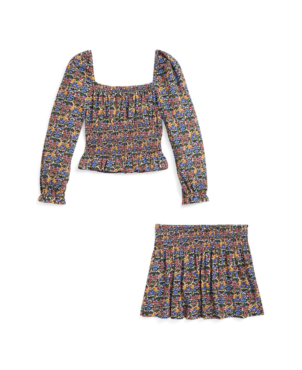 Polo Ralph Lauren Girls 2t-6x 2-pc. Floral Smocked Top And Skirt Set In Multi