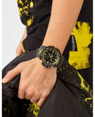 Men's Combat Digital Black Silicone Strap Watch, 50mm