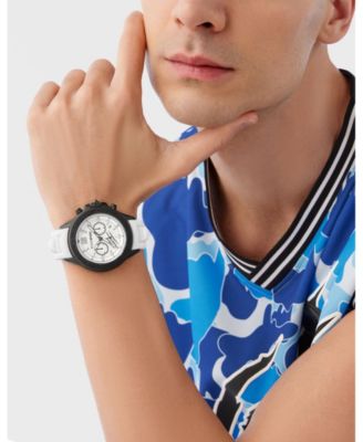 Men's Warrior Tech Chronograph Date Quartz White Silicone Strap Watch, 47.5mm