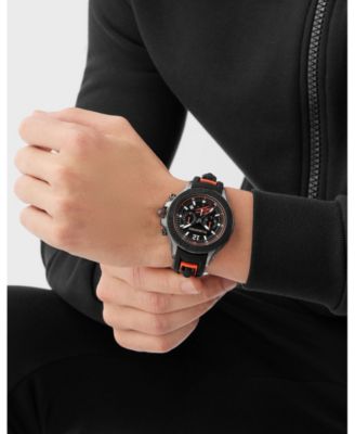 Men's Warrior Tech Chronograph Date Quartz Orange Silicone Strap Watch, 47.5mm