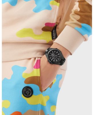 Men's Tigermaster 3 Hand Date Quartz Black Silicone Strap Watch, 47mm