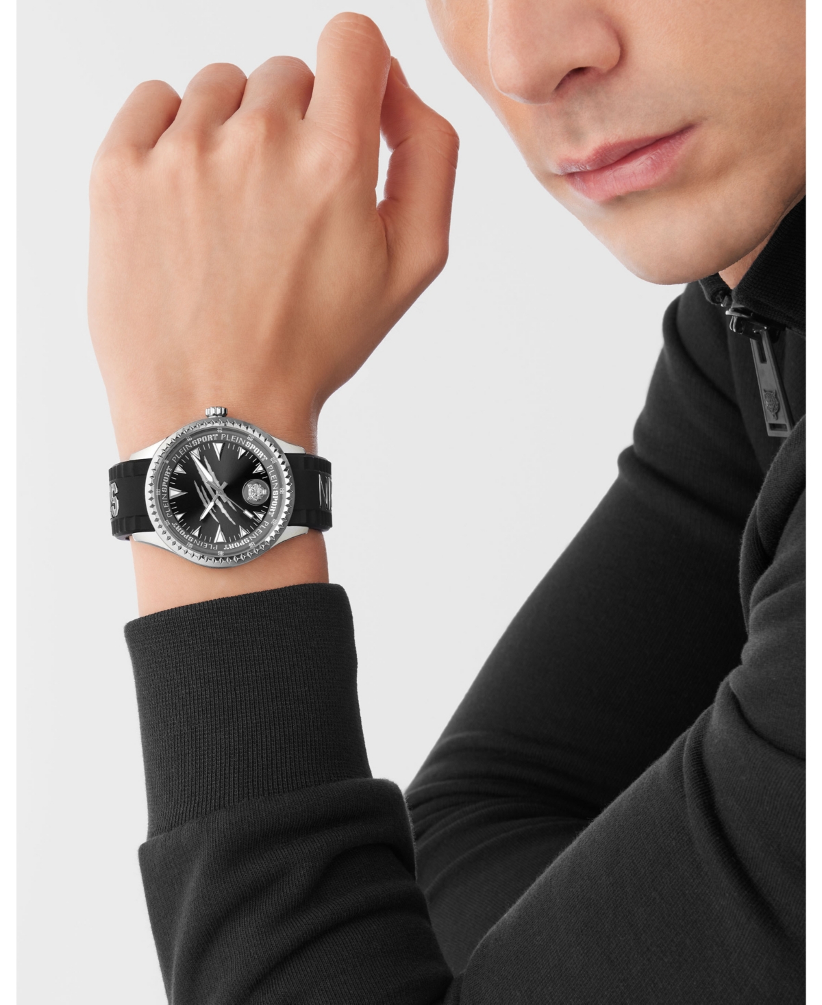 Plein Sport Mens Lineman 3 Hand Quartz Silicone Strap 45mm