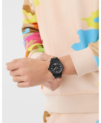 Men's Lineman 3 Hand Quartz Black Silicone Strap Watch, 45mm