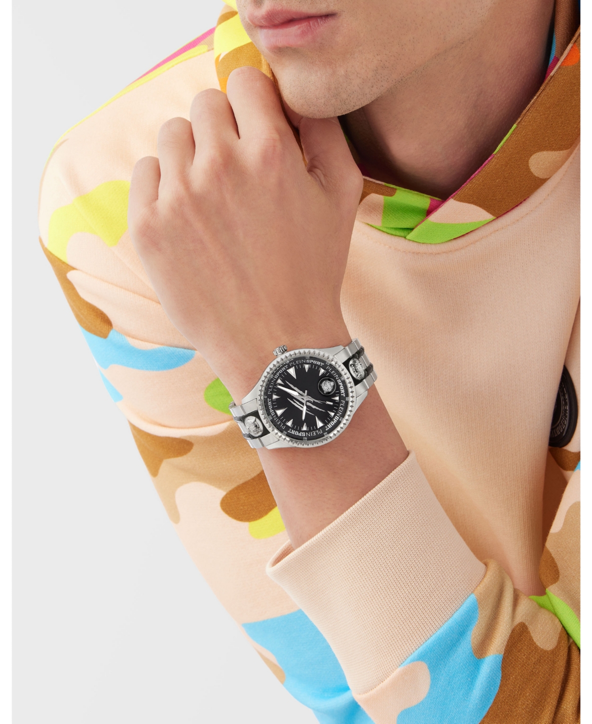 Plein Sport Mens Lineman 3 Hand Quartz Two Tone Bracelet 45mm