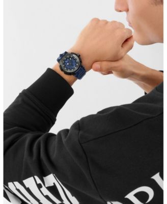 Men's Tiger Power 3 Hand Date Quartz Blue Silicone Strap Watch, 45mm