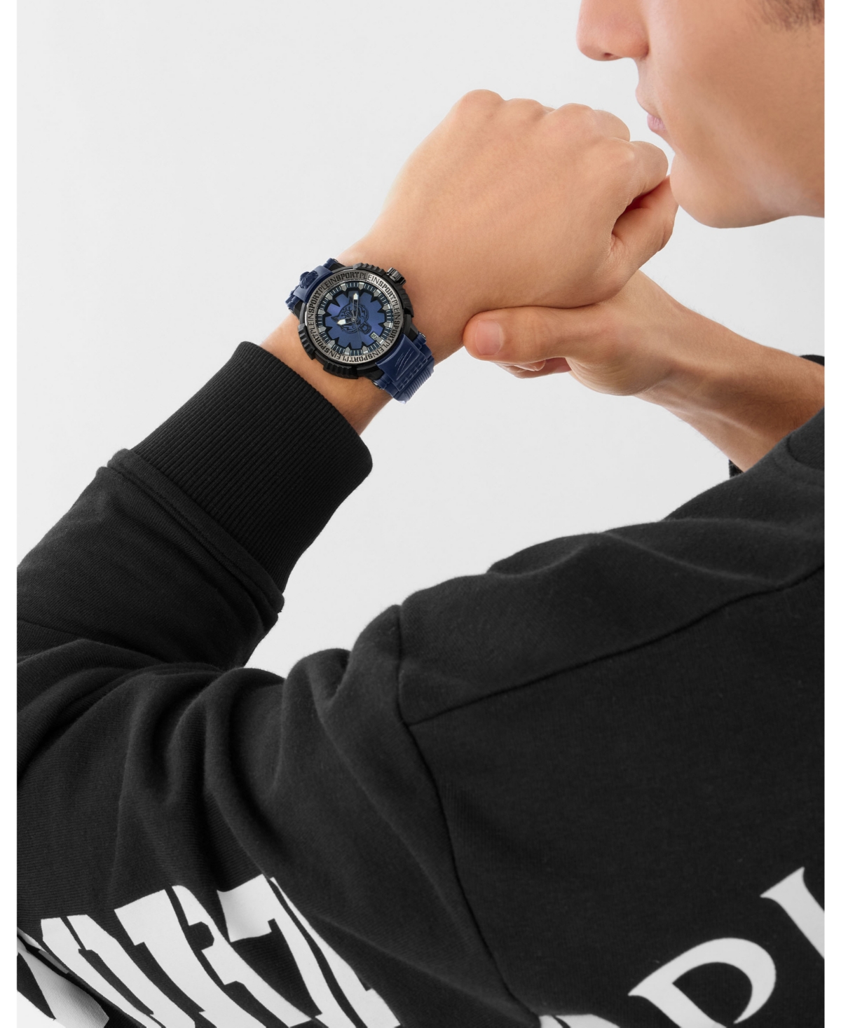 Plein Sport Mens Tiger Power 3 Hand Date Quartz Silicone Strap 45MM