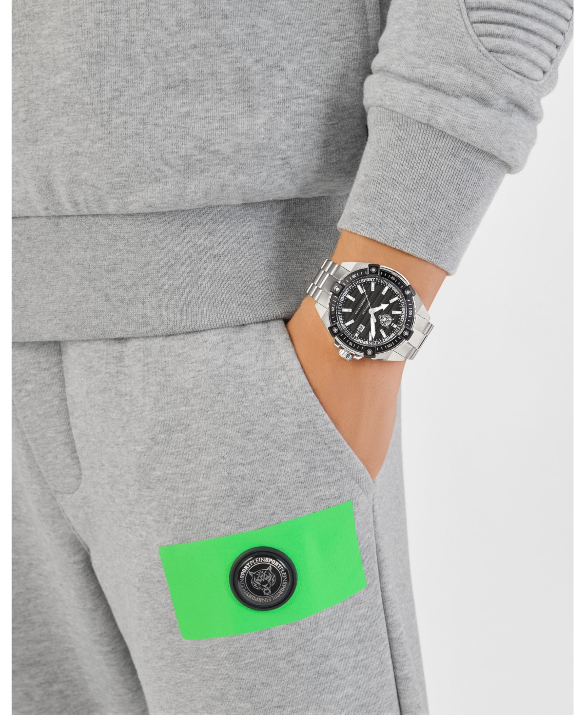 Plein Sport Mens Urban Pulse 3 Hand Date Quartz Stainless steel Bracelet 47MM