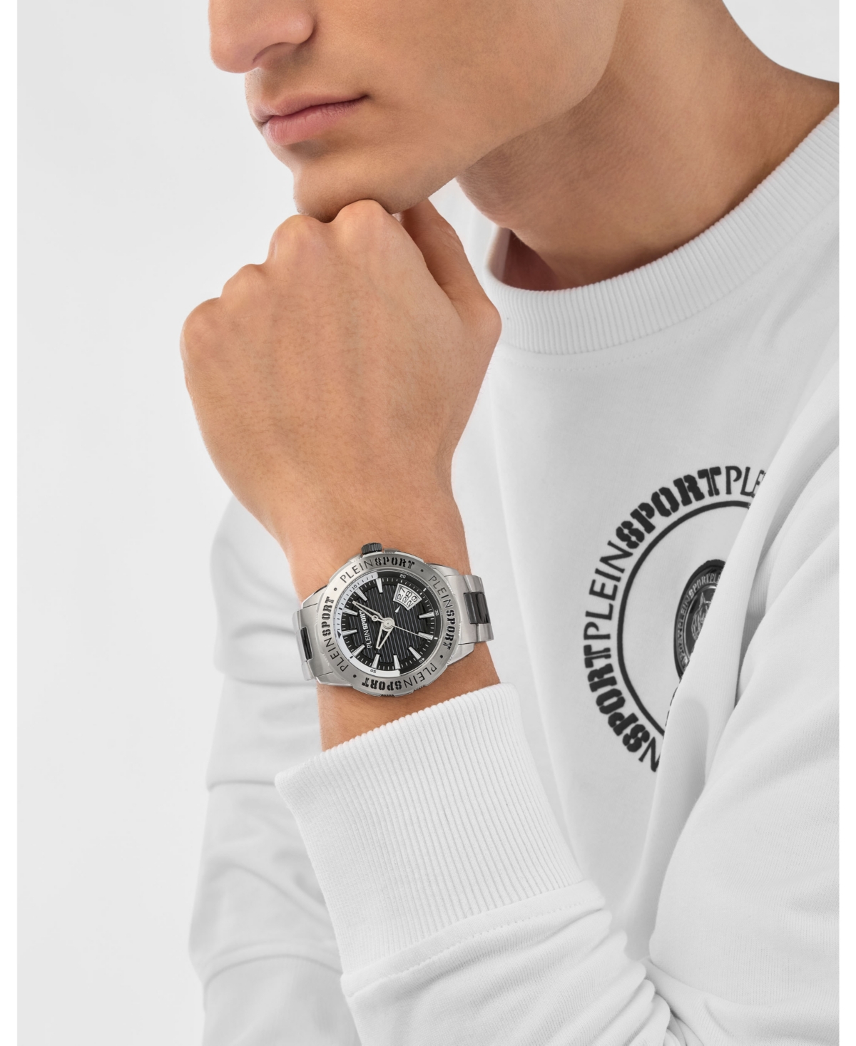 Plein Sport Mens Rampage 3 Hand Date Quartz Two Tone Bracelet 44MM