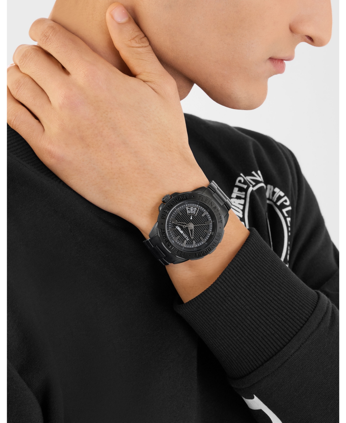 Plein Sport Mens Rampage 3 Hand Date Quartz Ip Black Bracelet 44MM