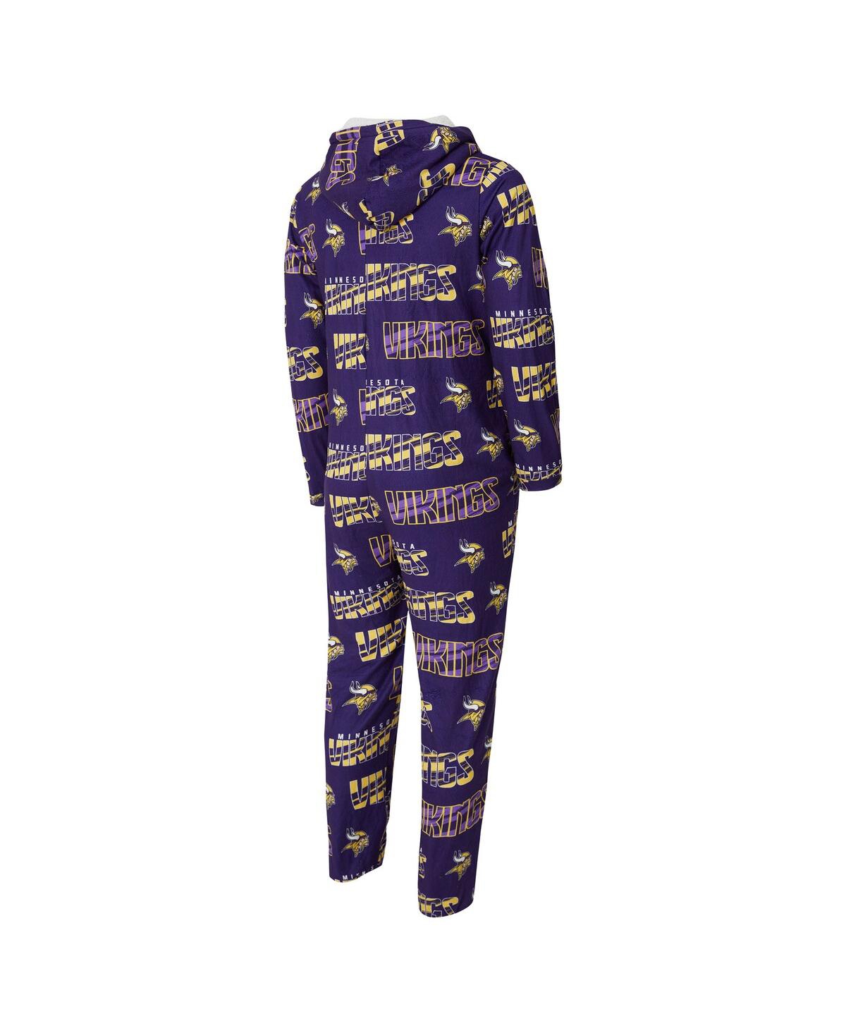 Concepts Sport Men's Purple Minnesota Vikings Shuffle All-over-print Microfleece Full-zip Union Suit In Purple