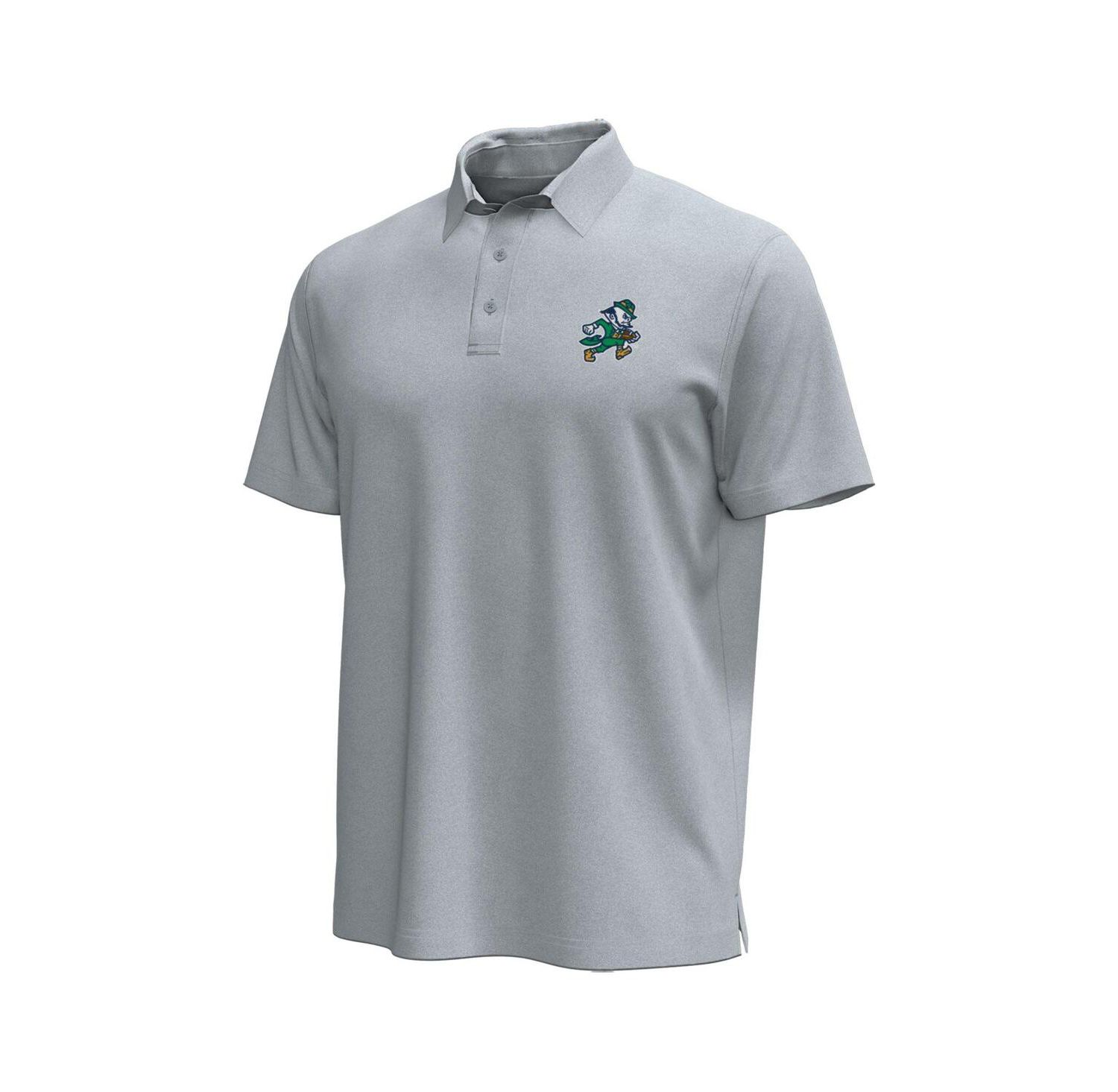 Men's Gray Notre Dame Fighting Irish Sporting Leprechaun Icon Polo Shirt